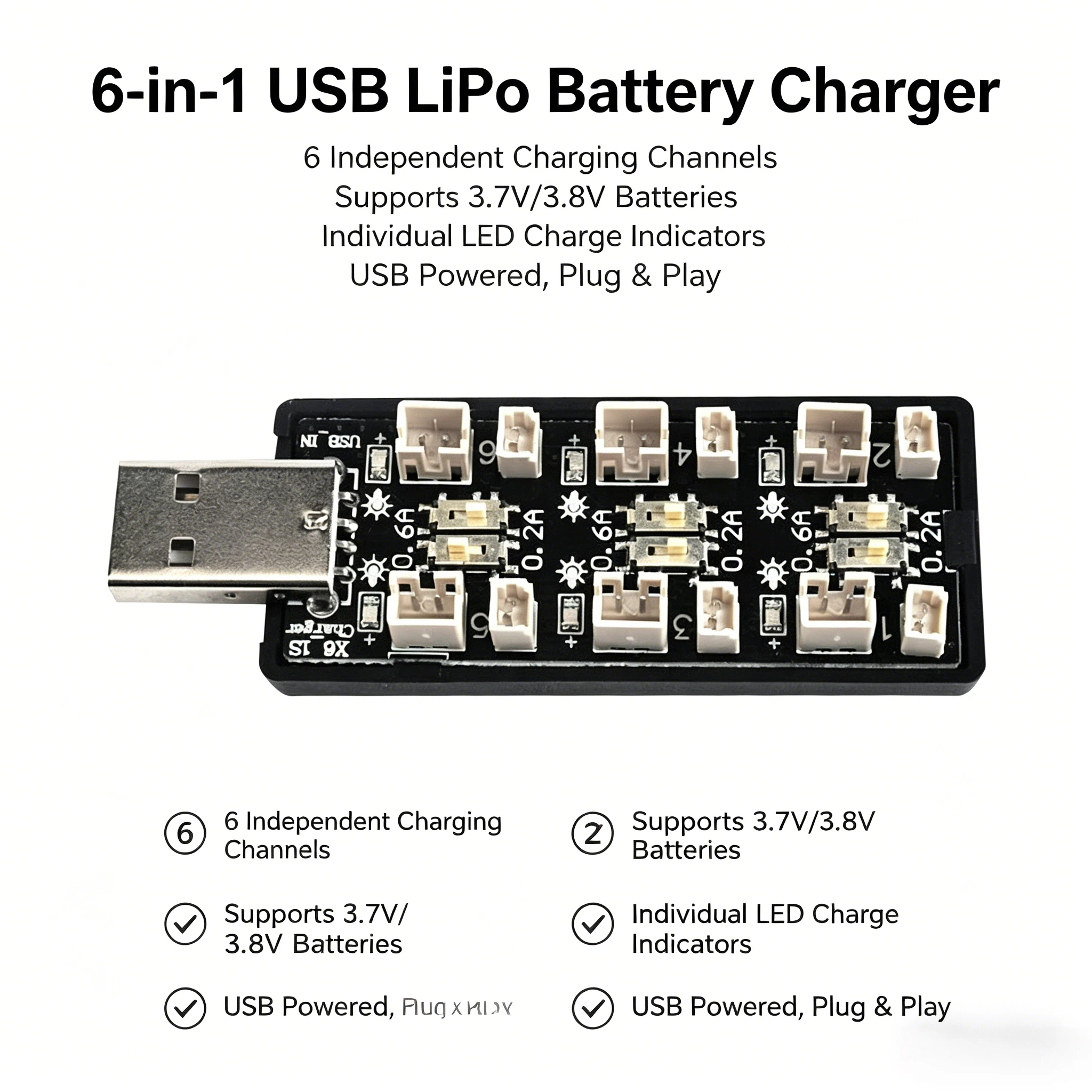 6-Channel 1S LiPo Battery Char - Drone Battery Adapter review and price