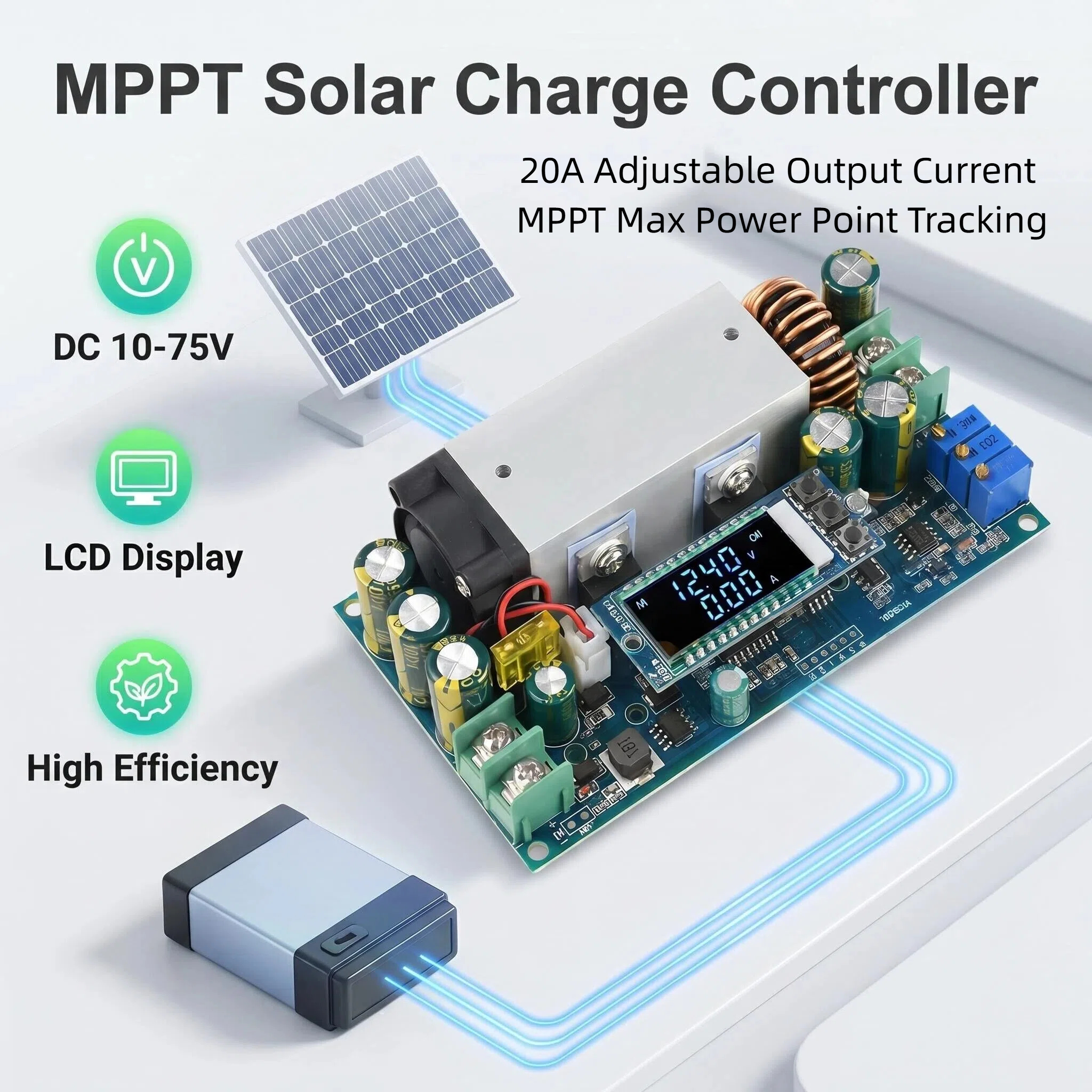 10-75V 20A Adjustable Buck Mod - Drone Solar Charger review and price