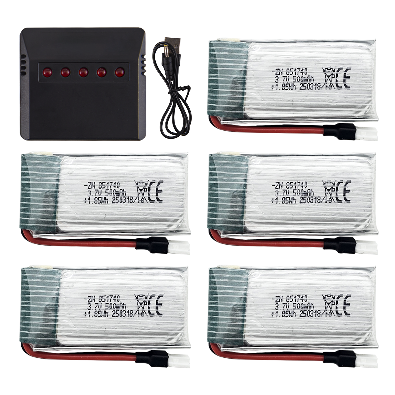 5Pcs 3.7V 500mAh LiPo Batterie - Drone Power Bank review and price