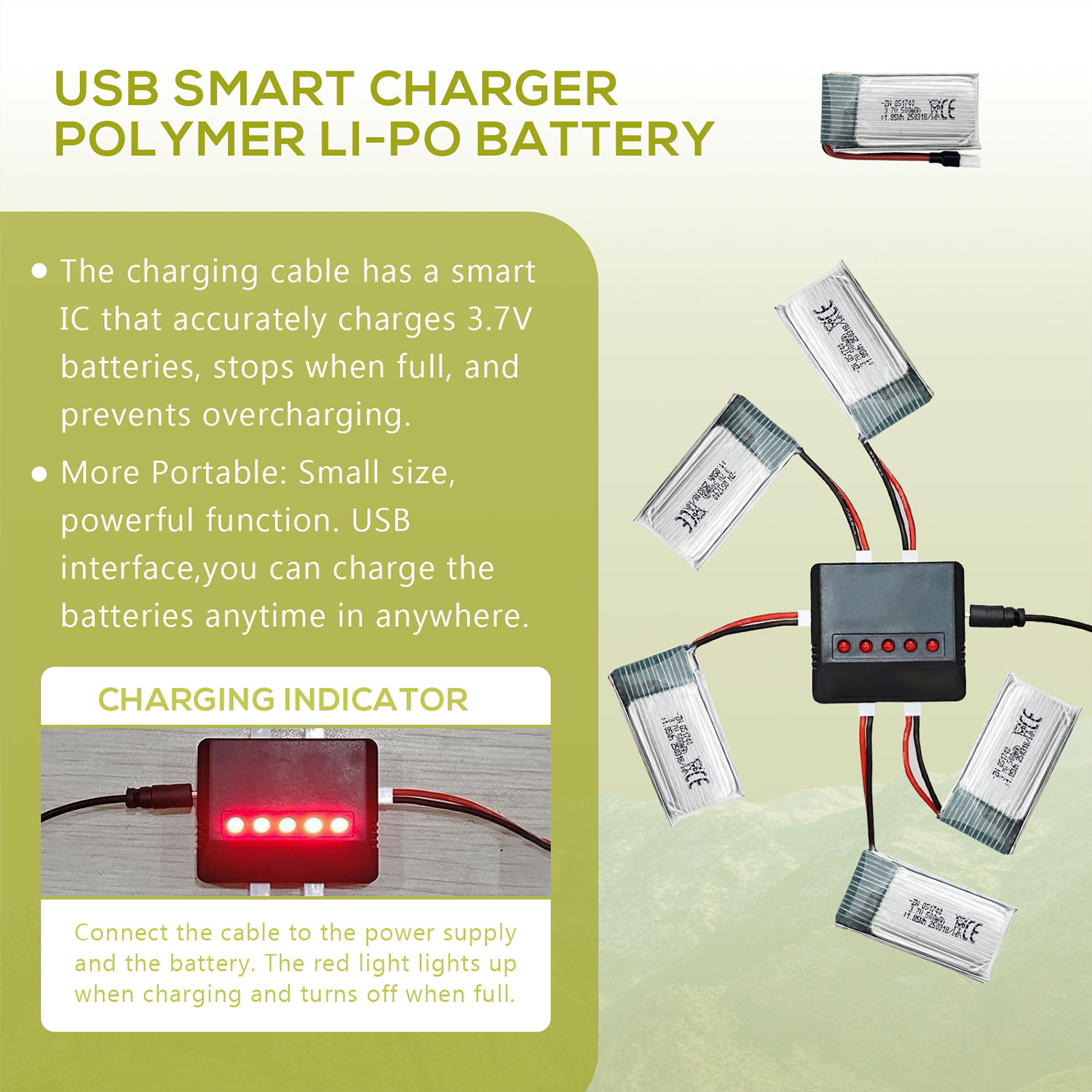5Pcs 3.7V 500mAh LiPo Batterie - Drone Power Bank review and price